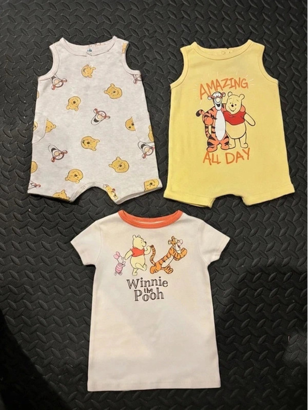 Disney Baby Winnie the Pooh Tigger 3pc Romper Bundle 6-9M